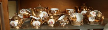 39 Pieces Bavaria Style Coffee Service  In White Porcelain Covered With Gold Leaf