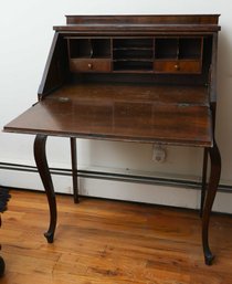 Vintage Wood Queen Anne Style Slant Front Writing Desk