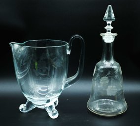 Clear Glass Bell Shaped & Pitcher Apothecary Liquor Decante