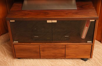 Mid Century Smoked Glass TV Media Stand