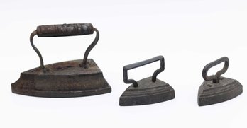 Cast Iron Flat Sad Iron Doorstop Farmhouse Decor Antique Vintage - 3 Total