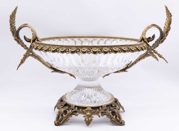 Antique Bronze Glass Centerpiece Bowl