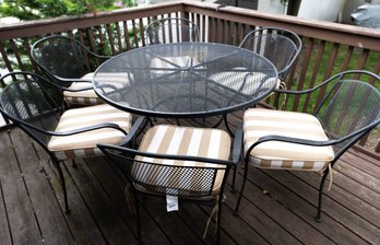 Black Metal Patio Set W/ 6 Chairs