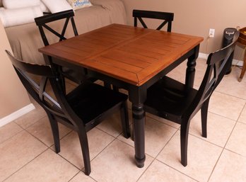 Hardwood Heavy Dining Table With 2 Inserts & 4 Chairs