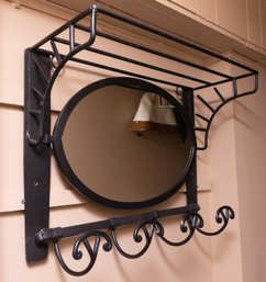 Hat And Coat Rack With Oval Mirror - Wrought Iron