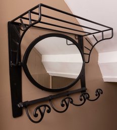 Hat And Coat Rack With Oval Mirror - Cast Iron