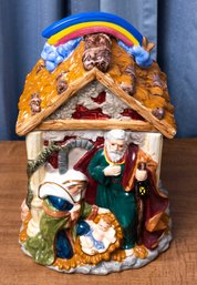 Vintage Ceramic Christmas Decor Nativity Jesus Mary Joseph Cookie Jar Holiday