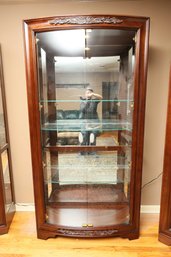 ???Stunning Custom Wooden Bow Front Curio Display Cabinet W/ 3 Glass Shelves