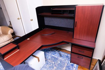 L-Shaped Corner Desk With Storage Hutch