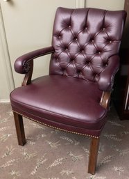 Leather Traditional High Back Visitors Chair W/Padded Arms