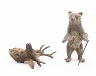 Vintage Die Cast Deer And Bear -