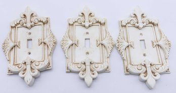 Florentine Old World White Large Switchplates, Lot Of 3