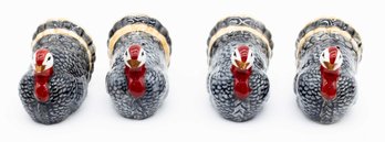 Thanksgiving Turkey Salt Pepper Mini Shakers Ceramic 2' Gobble Harvest Kitchen - 4 Total