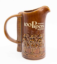 VINTAGE SEAGRAM'S 100 Pipers Scotch Whisky Advertising Water Jug Pitcher