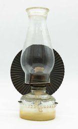 Vintage Glass Kerosene Oil Lamp With Tin Reflector