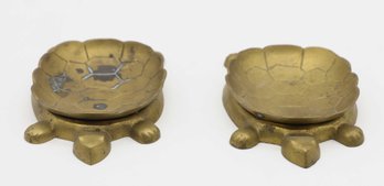 Vintage Brass Tortoise Dish, Brass Turtle Trinket Dish, Small Brass Ring Dish, India PAIR