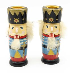 Vintage Kurt Adler Wooden Nutcracker Candle Stick Holders