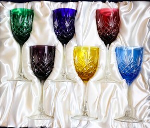 Faberge Odessa Crystal Colored Goblet Glasses NIB - Rare