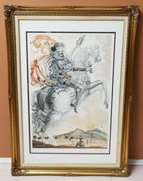 Salvador Dali 'Don Quixote El Cid' Litho Facsimile Signature Horse Knight Framed - Large Art Piece