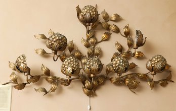 Hollywood Regency Gilt Metal Wall Sconce, By S. Salvadori, Italy, 1950s