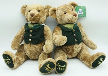 Harrods Bear 150th Anniversary Golden Plush 19in Joint - Pair - 1849 - 1999