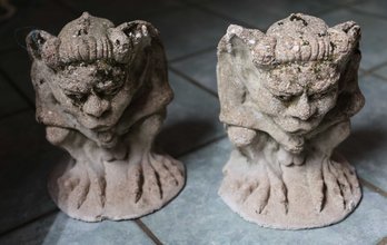 Vintage Gargoyles Holding Penis - Pair