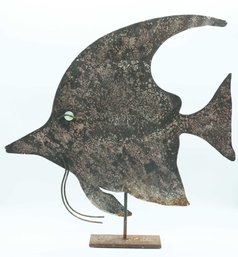 Rustic Distressed Metal Angelfish Sculpture - Large