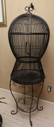 Large Wrought Iron Bird Cage - Metal Bird House - Vintage Bird Stand - Attached Stand ~ Industrial Birdcage