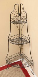 Wrought Iron Corner Three-Tier Shelf/plant Stand