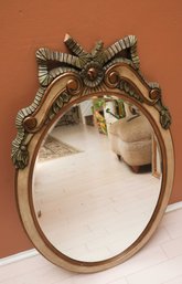 Decorative Oval Beveled Mirror - Wooden Frame