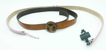 Valentino Garavani & Ralph Lauren Leather Belts - 85/34 & L/XL