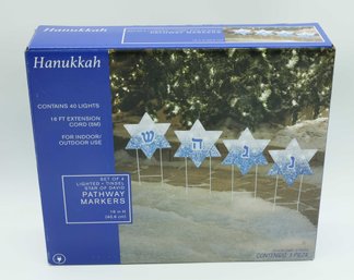 Hanakkah LIGHTED  TINSEL STAR OF DAVID PATHWAY MARKERS