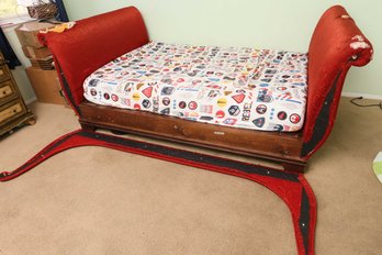 Vintage Solid Wooden Sleigh Bed - Used In The Showroom Of Valentino