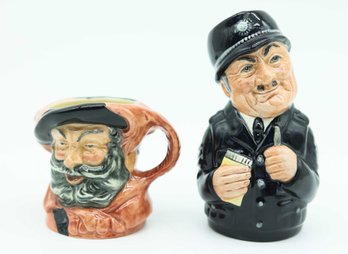 SGT. PEELER THE POLICEMAN D6720 - ROYAL DOULTON TOBY JUG & Royal Doulton Falstaff Mug Face Cup