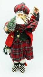 Mackenzie Childs Delightful 23' ABERDEEN SANTA In RED TARTAN With BAGPIPES - Large - Rare