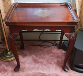 Vintage Mid 20th Century Solid Mahogany Wood Accent Writing Table Pull Out Trays