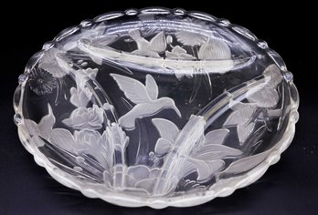 Crystal Clear Garden Glass Platter - Frosted Hummingbird