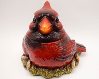 'Fat Cardinal' Bird Cookie Jar Cannister - By Phyllis Driscoll