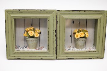 Shadow Box - Wall Hanging - Flowers In Vases