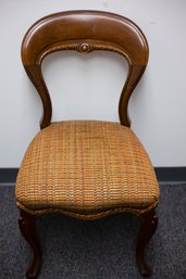 Antique Victorian Balloon-Back Chair With Textured Upholstery