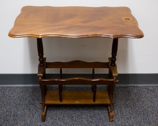 Vintage Wooden Side Table With Built-In Magazine Rack