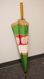 Vintage Friars Club Logo Umbrella With Wooden Handle