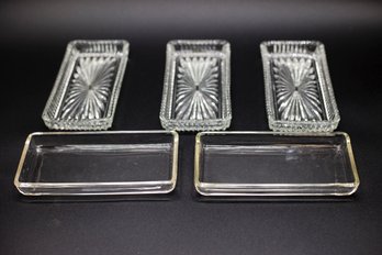 3 Crystal Glass Inserts & 2 Glass Butter Dishes