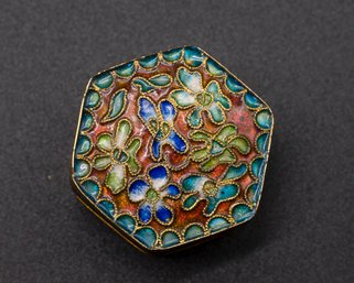 Asian Cloisonn Hexagonal Pill Box