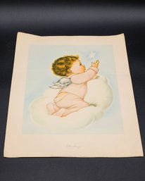 STARLING BABY ANGEL Charlot Byj (VINTAGE) ORIGINAL VICTORIAN PRINT