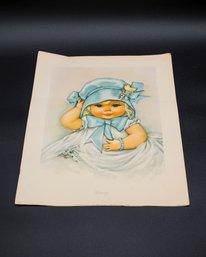 CHARLOT BYI Print- 'BONNY - Original 1950s - LITTLE GIRL BLUE HAT