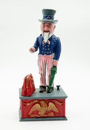 Vintage Cast Iron Coin Bank Uncle Sam