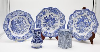 THE SPODE BLUE ROOM COLLECTION 'BLUE ROSE' , 'BRITISH FLOWERS-ROSA', 'JASMINE' Plates