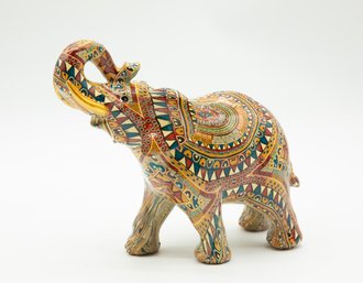 Multicolor Standing Elephant Figurine - Lucky Trunk Up - Unique Statue