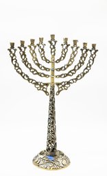 VINTAGE ISRAEL JUDAICA BRASS OPPENHEIM HANUKKAH MENORAH